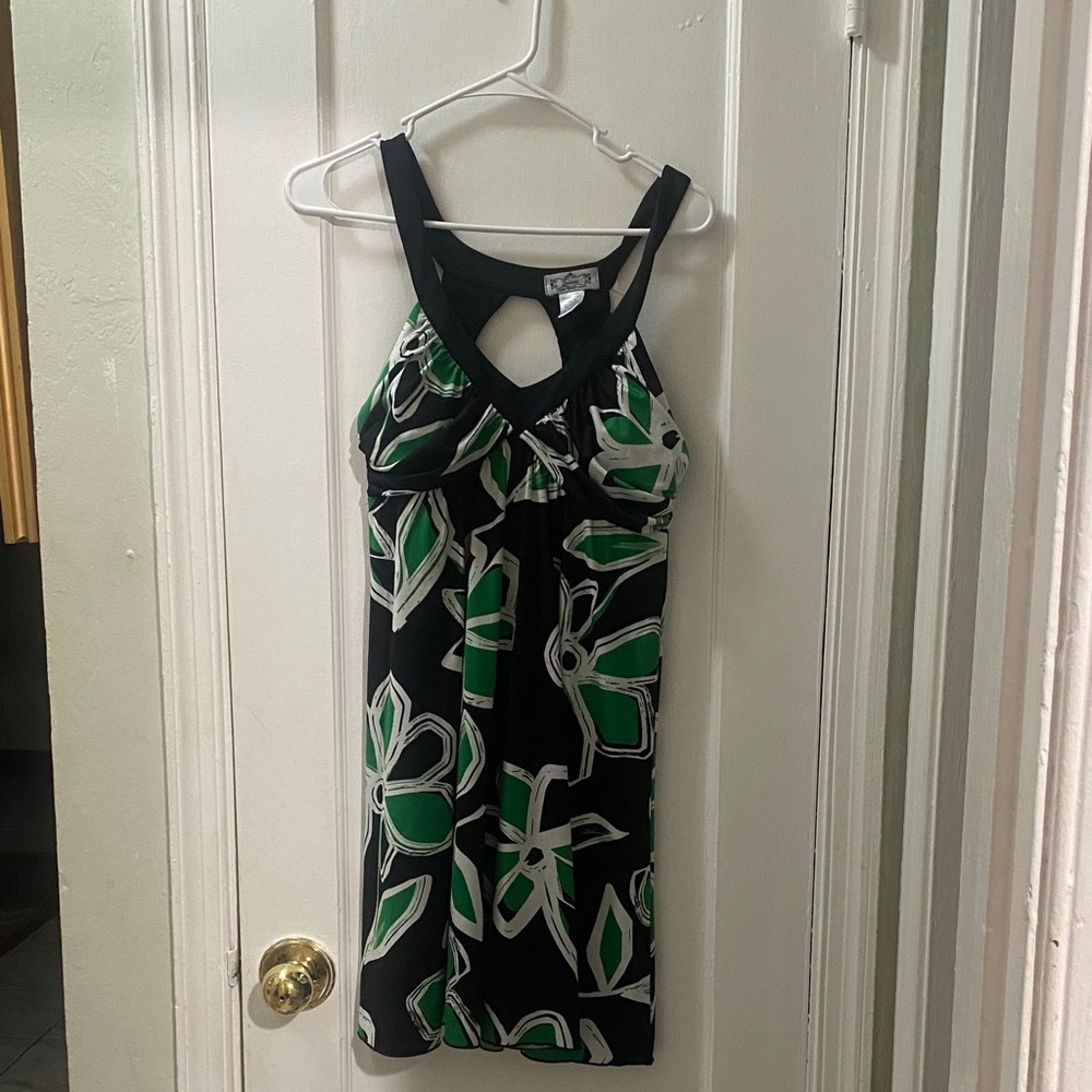 Trixxi Black and Green Floral Dress